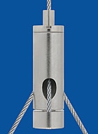 Drahtseilhalter Typ 12 M8x1 A9 m. Koppelteil ZW M4ix4, Schlitz 1,6mm mit Feststellschraube, groß Für Y-Abhängungen