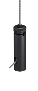 Aluminium Drahtseilhalter Typ 15 V ZW, M5ix5, mit Verriegelungsmutter, schwarz eloxiert