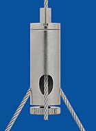 Drahtseilhalter Typ 12 M8x1 A9 m. Koppelteil ZW M4ix4, Querbohrung 1,6mm mit Feststellschraube Für Y-Abhängungen