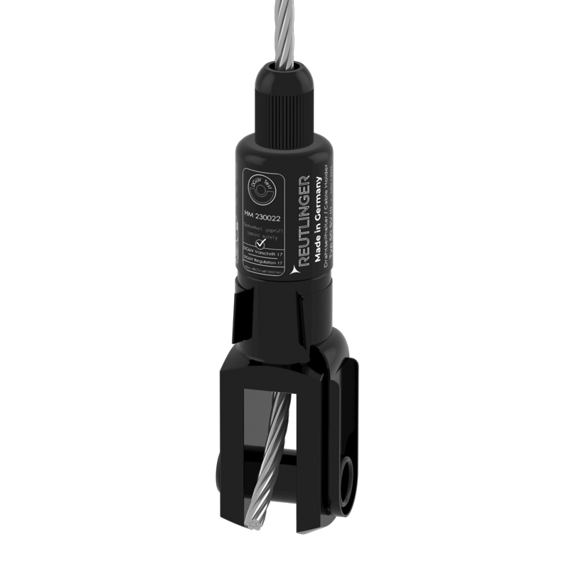 Drahtseilhalter Typ 50 SV III, Gabel 14x28 und Sicherungsbolzen, schwarz