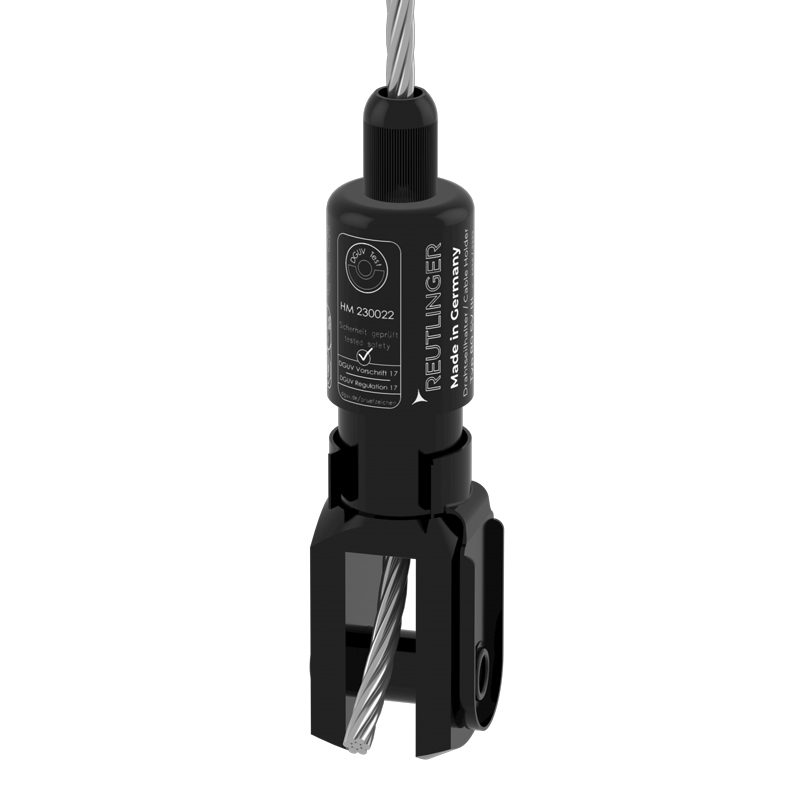 Drahtseilhalter Typ 80 SV III mit Gabel 20 x 40 und Sicherungsbolzen, schwarz