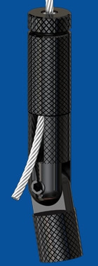 Drahtseilhalter Typ 30 SV ZW Gelenk M8i, schwarz mit Verriegelungsmutter