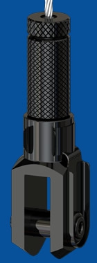 Drahtseilhalter Typ 30 SV m.R. , mit Verriegelungsmutter Gabel 10x20, schwarz
