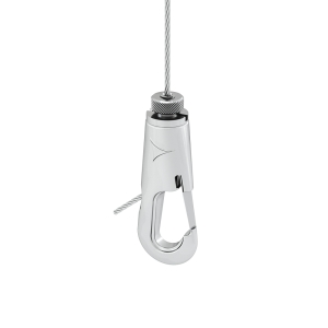 Designhook WROP Type 15 V-ZW, with safety gate and locking nut, lateral cable exit, silver